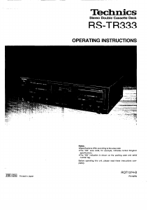 Manual Technics RS-TR333 Cassette Recorder