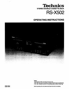 Manual Technics RS-X502 Cassette Recorder