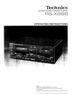 Manual Technics RS-X866 Cassette Recorder