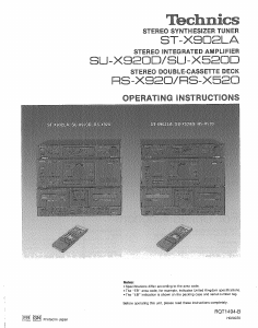 Manual Technics RS-X920 Cassette Recorder