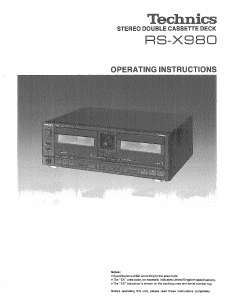 Bruksanvisning Technics RS-X980 Kassettbandspelare