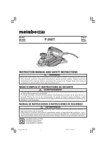 Manual de uso Metabo P 20ST Cepillo