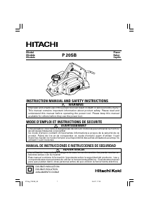 Mode d’emploi Hitachi P 20SB Rabot