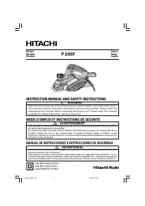 Handleiding Hitachi P 20SF Schaafmachine