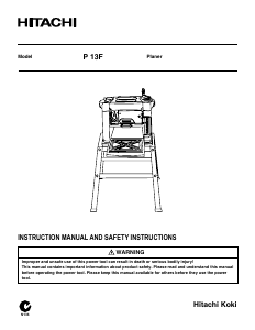 Manual Hitachi P 13F Planer
