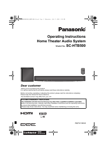 Bruksanvisning Panasonic SC-HTB500GN Hembiopaket