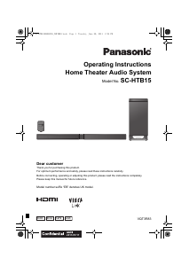 Manual Panasonic SC-HTB15GN Home Theater System
