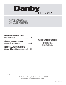 Manual de uso Danby DAR016B1BM Refrigerador