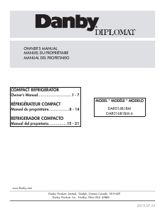 Mode d’emploi Danby DAR016B1BM Réfrigérateur