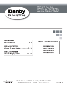 Handleiding Danby DDR030BJWDB Luchtontvochtiger
