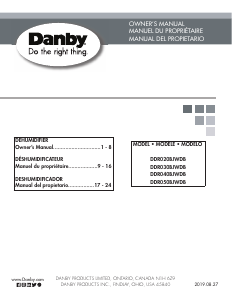 Handleiding Danby DDR020BJWDB Luchtontvochtiger