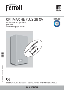 Handleiding Ferroli Optimax HE Plus 25 OV CV-ketel