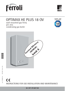 Manual Ferroli Optimax HE Plus 18 OV Central Heating Boiler