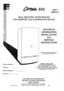 Manual Ferroli Optima 800 Central Heating Boiler