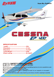 Manual Dynam Cessna EP 400 Radio Controlled Airplane