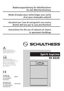 Manual Schulthess Spirit TopLine TA 8220 Dryer