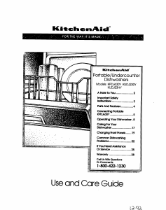 Bruksanvisning KitchenAid KUDJ230YAL0 Diskmaskin