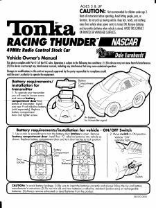 Manual Hasbro Tonka Racing Thunder Dale Earnhardt