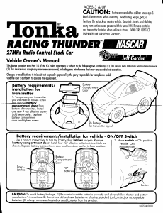 Handleiding Hasbro Tonka Racing Thunder Jeff Gordon