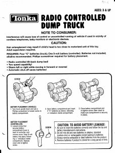 Manual Hasbro Tonka Radio Controlled Dump Truck