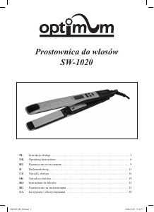 Manual Optimum SW-1020 Aparat de îndreptat părul