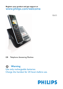Handleiding Philips SE6554B Draadloze telefoon