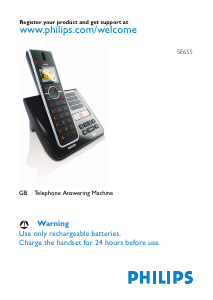 Bruksanvisning Philips SE6554B Trådlös telefon