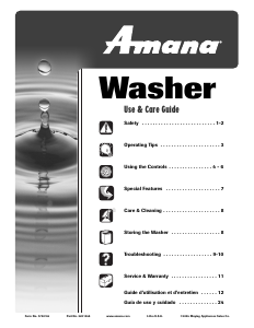 Manual Amana NAV2330AWW Washing Machine