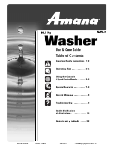 Manual de uso Amana NAV2335AJW Lavadora