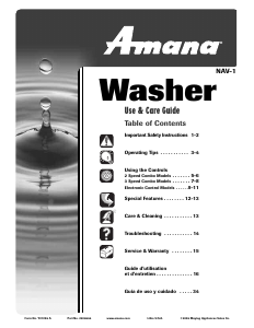 Manual Amana NAV5805AWW Washing Machine