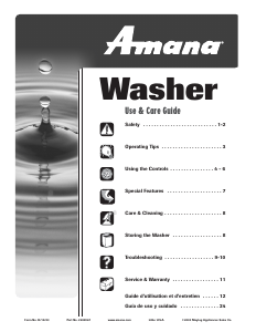 Manual Amana NAV3330AWW Washing Machine