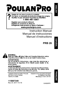 Manual Poulan PRB26 Leaf Blower