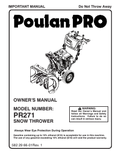 Manual Poulan PR271 Snow Blower