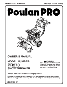 Manual Poulan PR270 Snow Blower