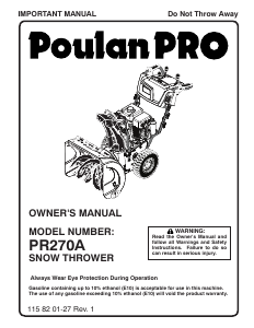 Manual Poulan PR270A Snow Blower