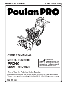 Manual Poulan PR240 Snow Blower