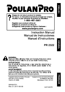 Manual de uso Poulan PR2322 Tijeras cortasetos