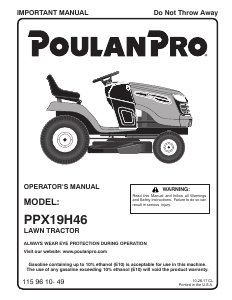 Manual Poulan PPX19H46 Lawn Mower