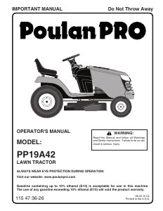 Manual de uso Poulan PP19A42 Cortacésped