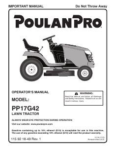 Manual de uso Poulan PP17G42 Cortacésped