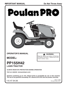 Manual de uso Poulan PP155H42 Cortacésped