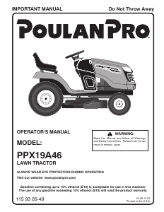 Manual de uso Poulan PPX19A46 Cortacésped