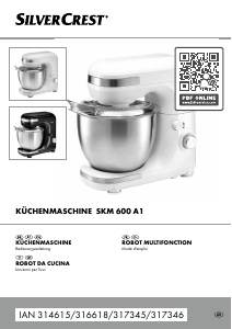 Manuale SilverCrest SKM 600 A1 Impastatrice planetaria