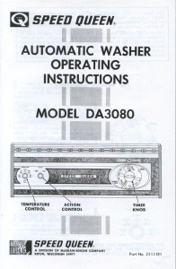 Manual Speed Queen DA3080 Washing Machine