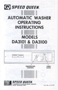 Manual Speed Queen DA3100 Washing Machine