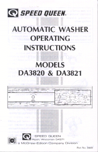 Manual Speed Queen DA3820 Washing Machine