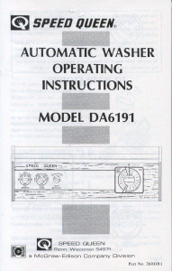 Manual Speed Queen DA6191 Washing Machine