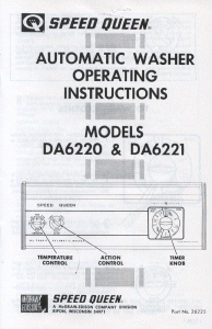 Manual Speed Queen DA6221 Washing Machine