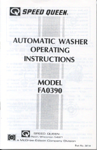 Manual Speed Queen FA0390 Washing Machine