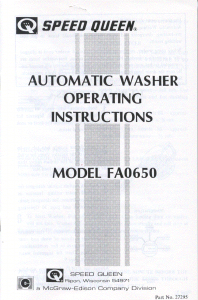 Handleiding Speed Queen FA0650 Wasmachine
